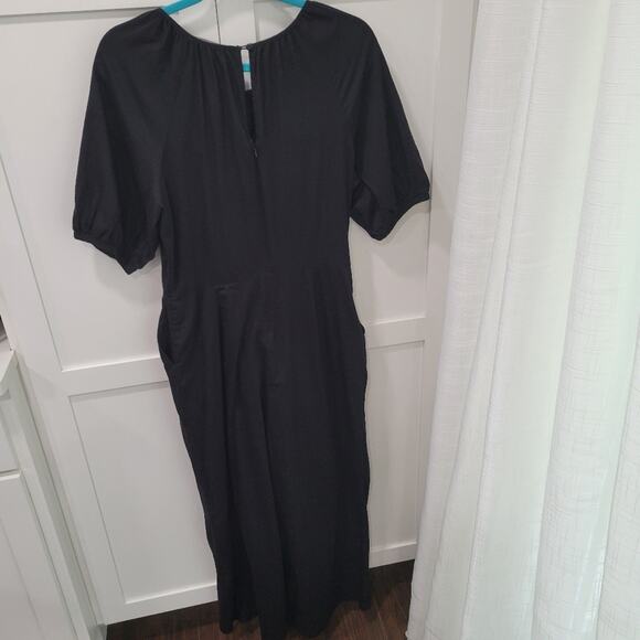 Banana Republic Poplin Twist Front Cropped Puff Sleeve Jumpsuit Size 12 - Picture 4 of 13